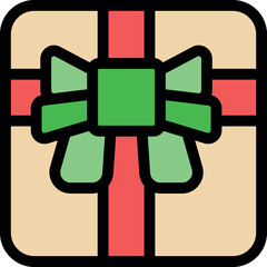 Festive gift box wrapped with red ribbon and adorned with a green bow, perfect for holiday or celebration visuals