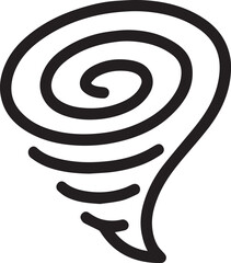 A minimalist illustration of a swirling vortex, a symbol of nature's raw power and the dynamic forces. The clean lines evoke a sense of movement and energy, perfect for designs related to weather.