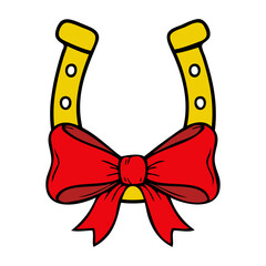 Dibujo sencillo con líneas de herradura con lazo de cinta de regalo para tarjetas y felicitaciones de Navidad © teracreonte