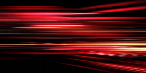 Intense red and orange light streaks emanate across a dark background creating a sense of rapid motion