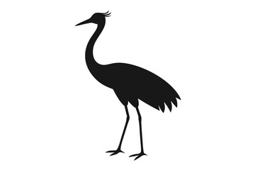 Crane bird silhouette vector, Crane  black symbol
