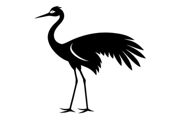 Crane bird silhouette vector, Crane  black symbol

