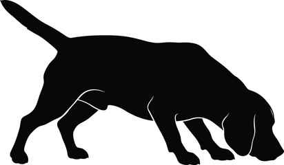 Sniffing Dog Silhouette Vector Icon Hunting Hound Tracking Scent Minimalist Black Graphic