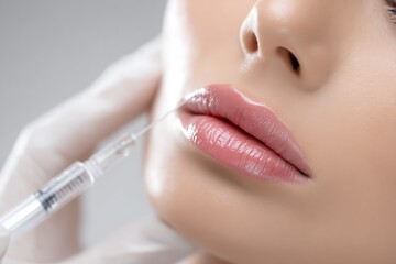 Professional Lip Filler Injection Procedure Enhancing Lip Volume Safely with Precision in Modern Cosmetic Aesthetic Treatment Clinic Setting