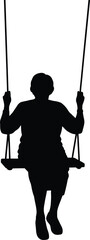 Silhouette of Person on Swing Vector Icon Isolated