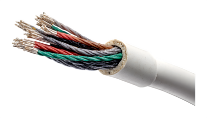 Electrical cable cross-section isolated on transparent background