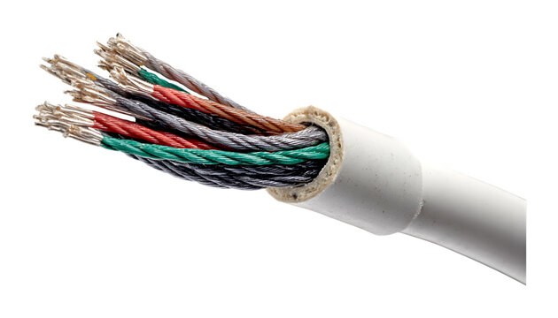 Electrical cable cross-section isolated on transparent background