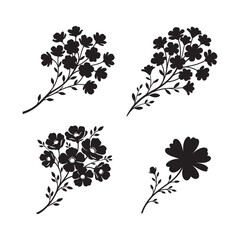 A flower branch growing from the bottom left corner with a soft and aesthetic composition, suitable for decorative design and branding