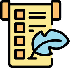 Obraz premium Feather quill pen writing on a historic scroll with checkboxes, symbolizing ancient agreements, contracts, or royal decrees