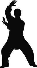Tai Chi Martial Arts Pose Silhouette Vector Graphic