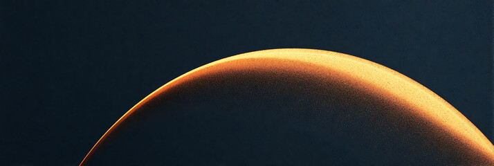 Dramatic view of a planet or moon horizon illuminated by the sun against a dark space background with atmosphere.