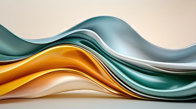 An abstract image featuring flowing, wave-like forms in various colors, creating a sense of movement and fluidity. The gradient colors and soft lighting add dep