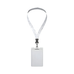 Blank ID badge with lanyard isolated on transparent background