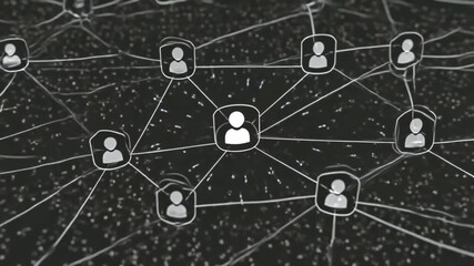 A digital network of connected spheres people icons, each representing a person concept of social interaction networking on a global scale social media technology communication network connection - Powered by Adobe