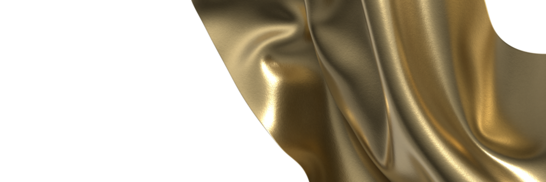 Flying gold cloth isolated on white background 3D render