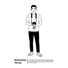 Photographer with Camera in Hand A Detailed Illustration for Editorial and Creative Purposes