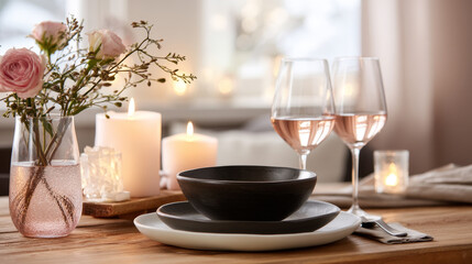 An abstract, romantic Valentine's Day theme with soft colors, delicate hearts, and smooth textures. A minimalist concept of love and care on this special day. Perfect for weddings and birthdays.