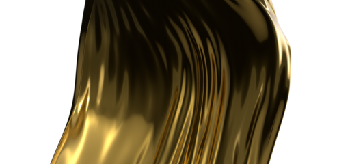 Flying gold cloth isolated on white background 3D render