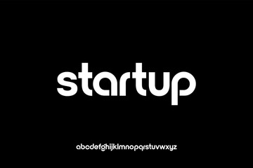 Obraz premium Startup wordmark logo design with lowercase letters on a black background.