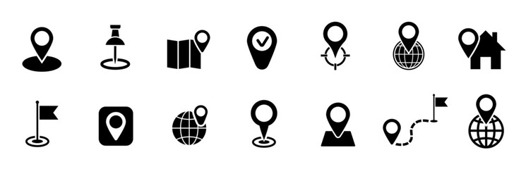 Location pin icon. Map pin place marker. Set of map pointers