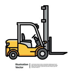 Forklift Truck Icon Freight Transport, Material Handling, and Logistics Illustration