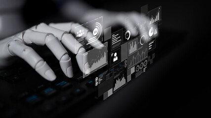 AI interacts with data analytics dashboard, reading trends, improving decisions, and enhancing insights using advanced data analytics capabilities. Latch