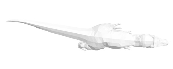 Polygonal T-Rex dinosaur illustration in a minimalist black and white low poly art style. The clean design sits isolated on a pure white background. Top view © German Ovchinnikov