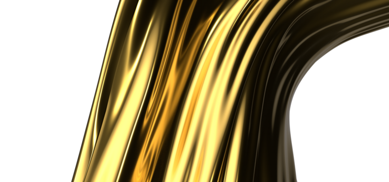 Abstract background of gold wavy silk or satin. 3d