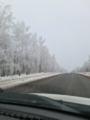 Fototapeta premium snow covered road in winter