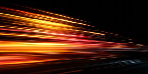 Intense streaks of orange and red light suggest rapid motion across a dark background.