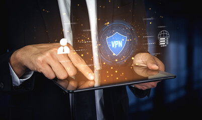 Fototapeta premium VPN security protects network access. VPN security encrypts data, hides identity, VPN security defends traffic, and VPN security secures connection from threats. Vouch