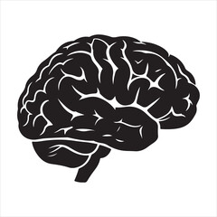 Human Brain Line Art Silhouette Vector Illustration, Minimal Creative Design