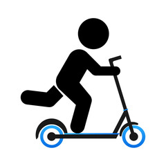 Person Riding Kick Scooter Icon.Vector Illustration