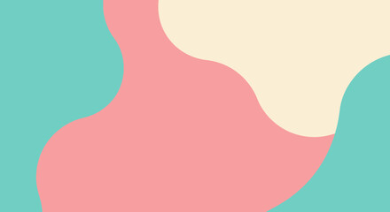 Abstract shapes in pastel colors create a soft background.