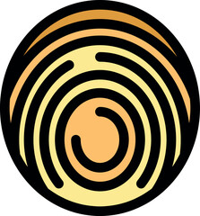 Fingerprint with concentric circles representing biometric identification, security access, and personal data protection