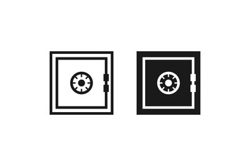 safe deposit box icon line dan flat design