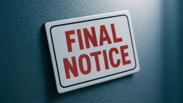 Final notice eviction debt warning sign alert urgent financial stress anxiety tension concern resolution consequences