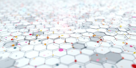 Obraz premium Abstract Pattern of Colorful Hexagons on a White Background Representing Modern Technology and Data Visualization Concepts
