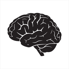 Human Brain Line Art Silhouette Vector Illustration, Minimal Creative Design