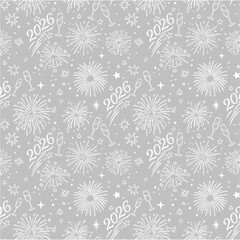 Silver Grey New Year 2026 Fireworks Pattern