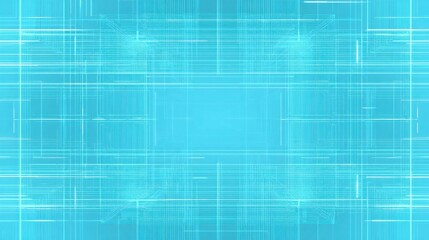 Elegant blueprint style pattern made of thin cyan lines and soft geometric layers, clean sterile high tech vibe, minimalistic center for text