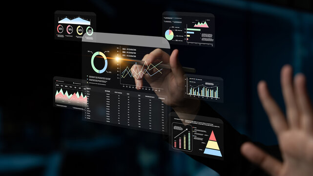 A financial and marketing KPI dashboard for business analytics and strategy. A report showing profit, revenue, and customer conversion rate data. Motif
