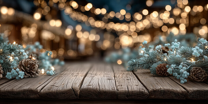 Christmas decoration on wooden table. - Powered by Adobe