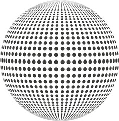 Global halftone dot pattern creating an abstract sphere