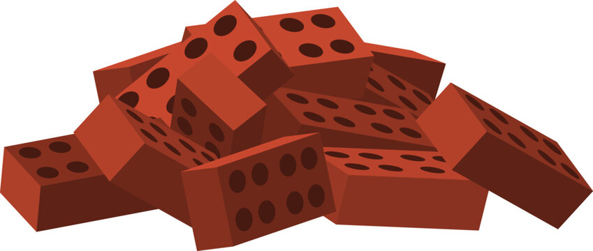 Red fired clay bricks stacking up for construction