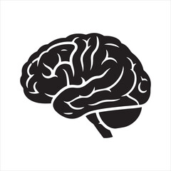 Human Brain Line Art Silhouette Vector Illustration, Minimal Creative Design