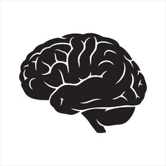 Human Brain Line Art Silhouette Vector Illustration, Minimal Creative Design