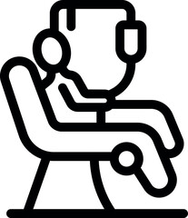 Patient receiving blood transfusion while sitting comfortably in a medical chair, healthcare and treatment concept