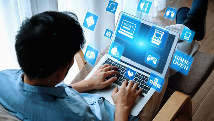 Gaming icons show online gaming, game streaming, and interactive play. Gaming supports esports, game community, and digital gaming experience. Gist