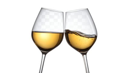 Two glasses of wine clinking together in a celebratory toast, capturing joy, friendship, and festive moments, perfect for celebrations, parties, and lifestyle visuals.